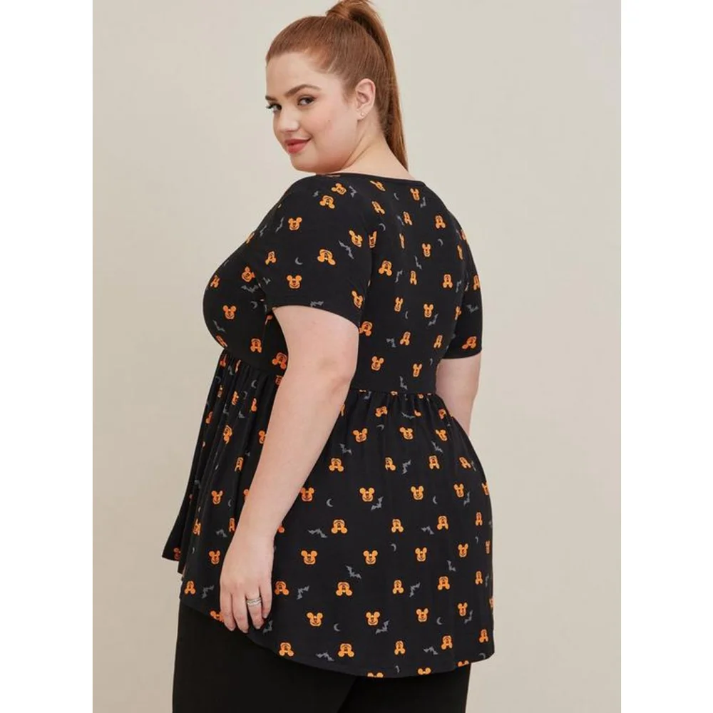 Torrid Halloween Black and Orange Mickey Mouse Short Sleeve Top - Picture 9 of 9